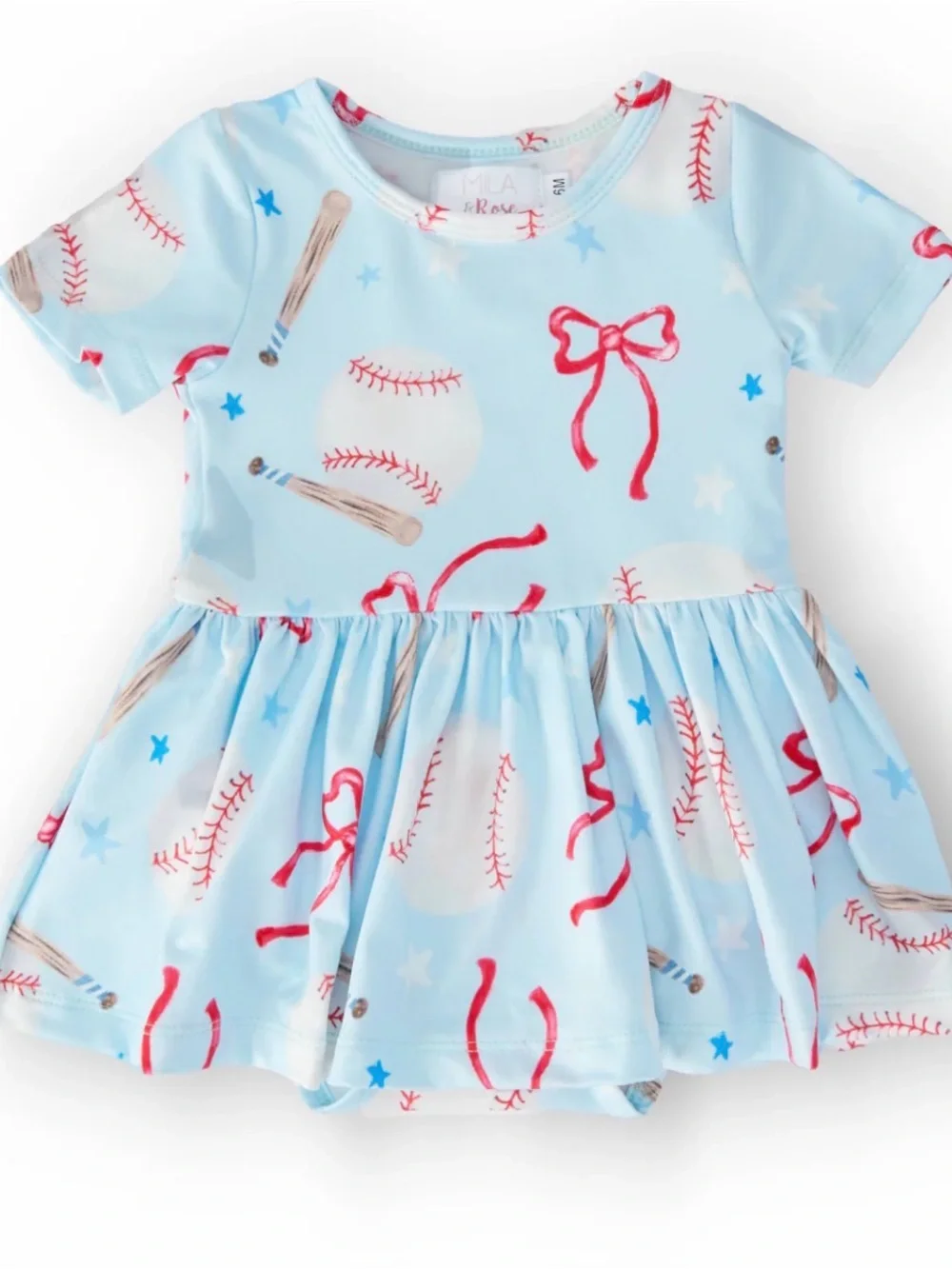 Mila & Rose Baby Blue Baseball Bow Dress